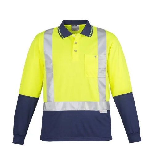 Picture of Syzmik, Mens Hi Vis Spliced L/S Polo - Shoulder Taped